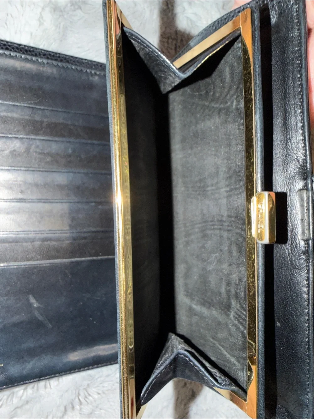 CHANEL Black Caviar Leather Wallet with Embossed CC